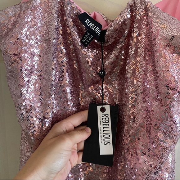 NWT asos Rebellious Fashion sequin mini dress in pink - Picture 4 of 5